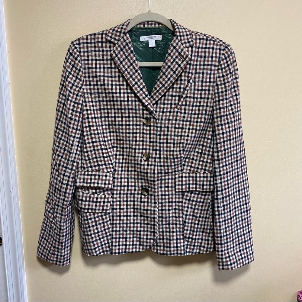 Liz Claiborne Plaid Wool Blazer size 10